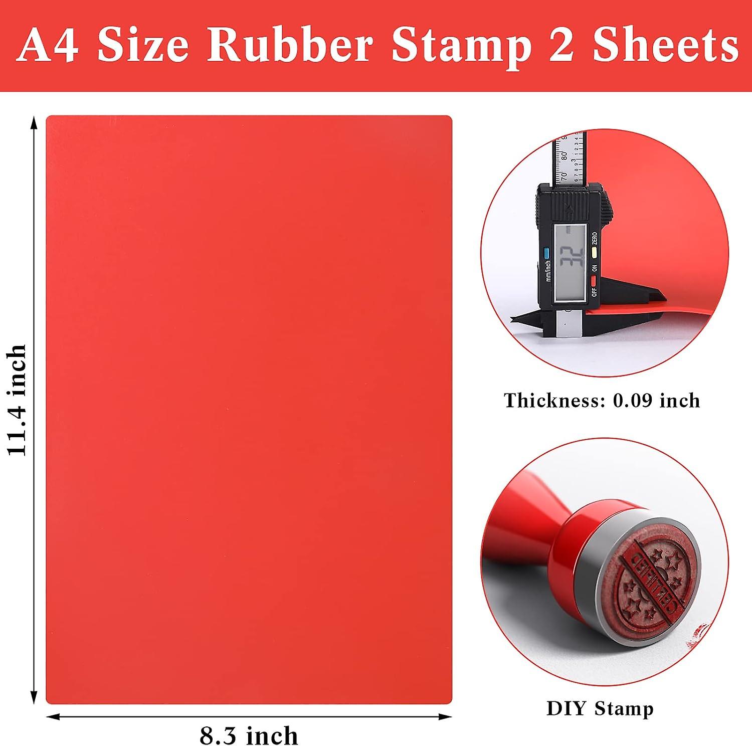 Cnccheap A4 2.3mm Laser Rubber Sheet – 1 Gray + 1 Orange – For Engraving, Sealer Stamps – 2-Pack