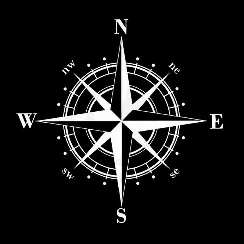 High Quality Art Design Vinyl Compass Car Stickers Decals Black/white 15cm*15cm