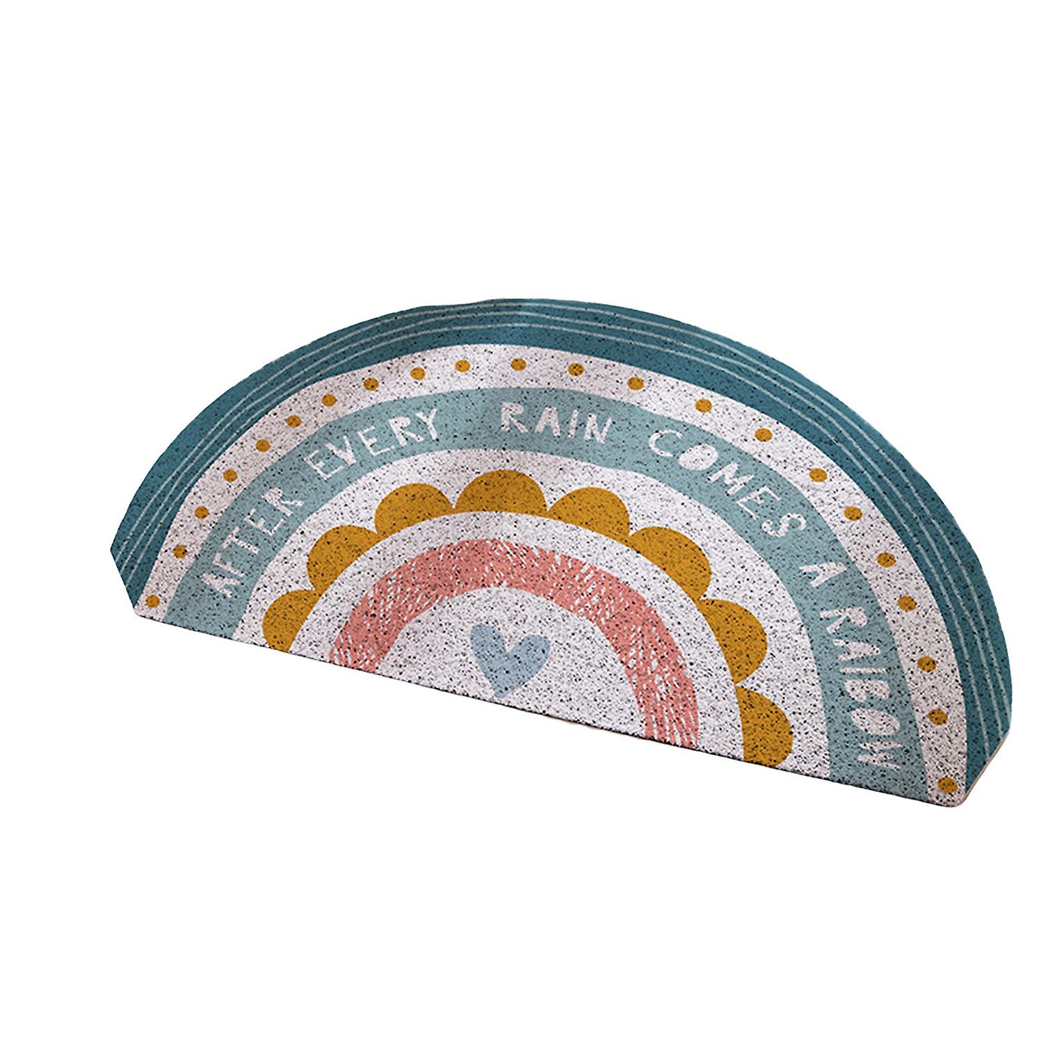 Floor Mat Anti-slip Wear-resistant High-elastic Front Door Semicircle Rainbow Pattern Dustproof Foot