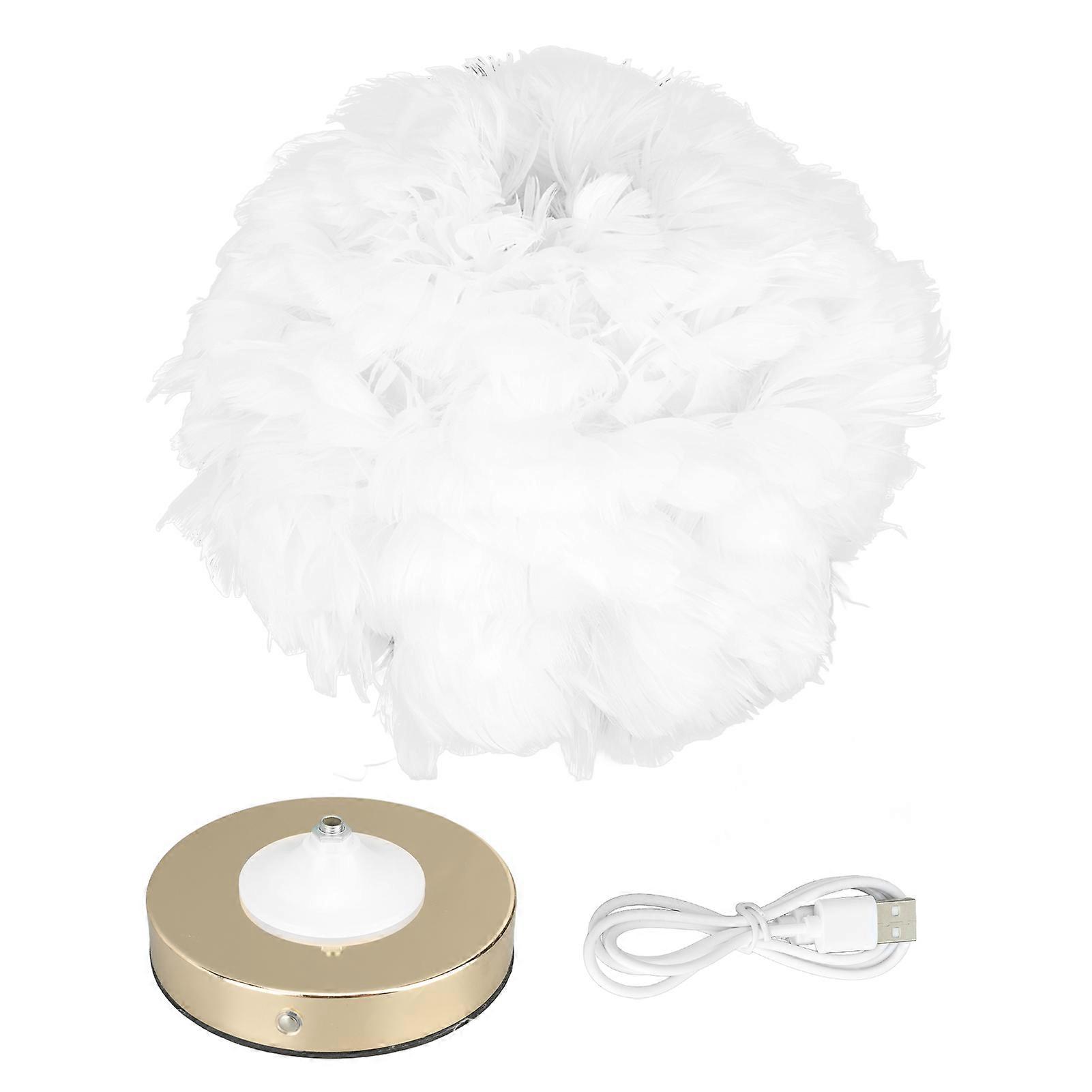 Feather Table Lamp USB Type C 5V Touch Control Stepless Dimming LED Table Lamp for Bedroom Cafe