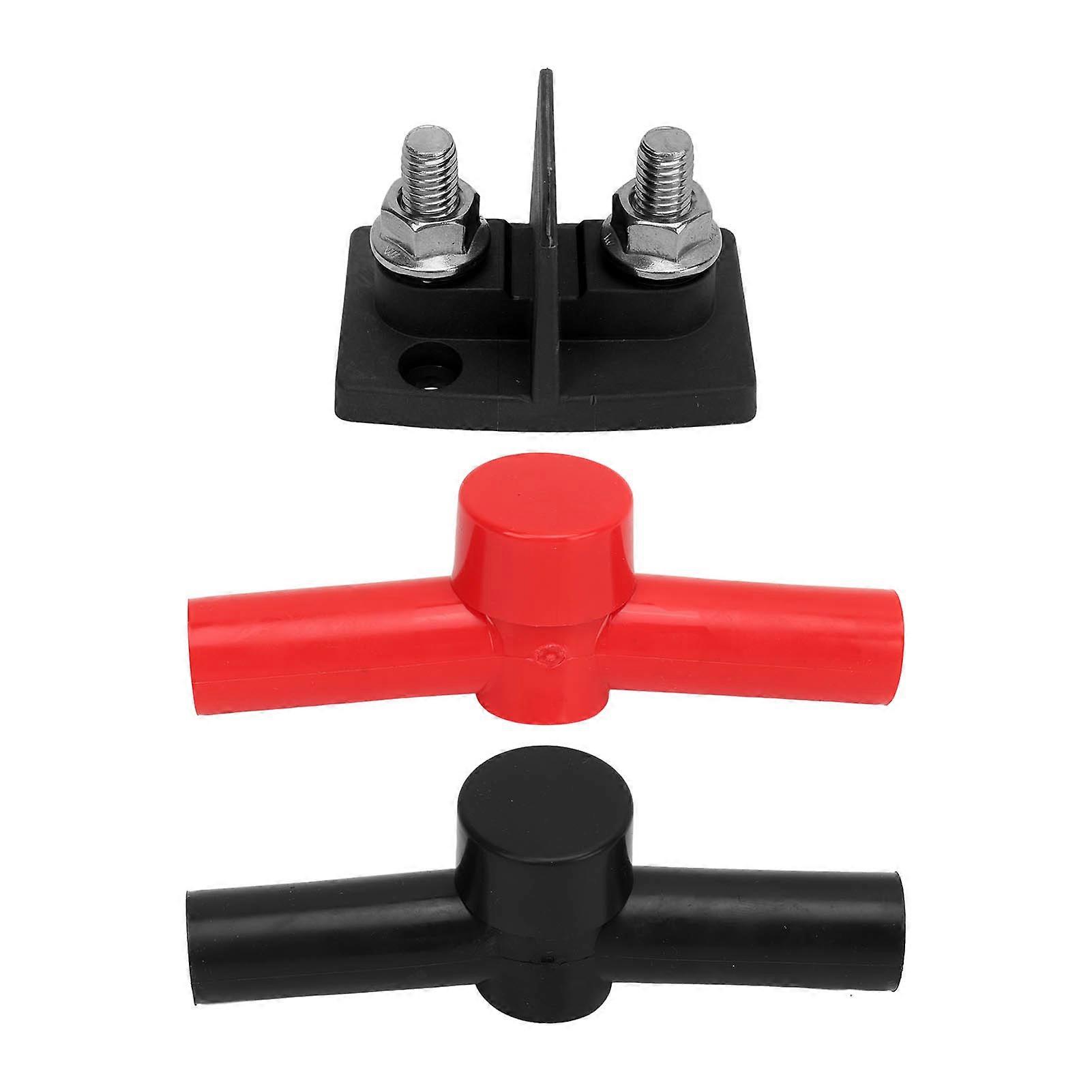 Dual Powerpost Cable Connectors M10 Dual Studs Cable Connector with 2 Insulators for Car RV Ship Truck DC12 to 48V Black