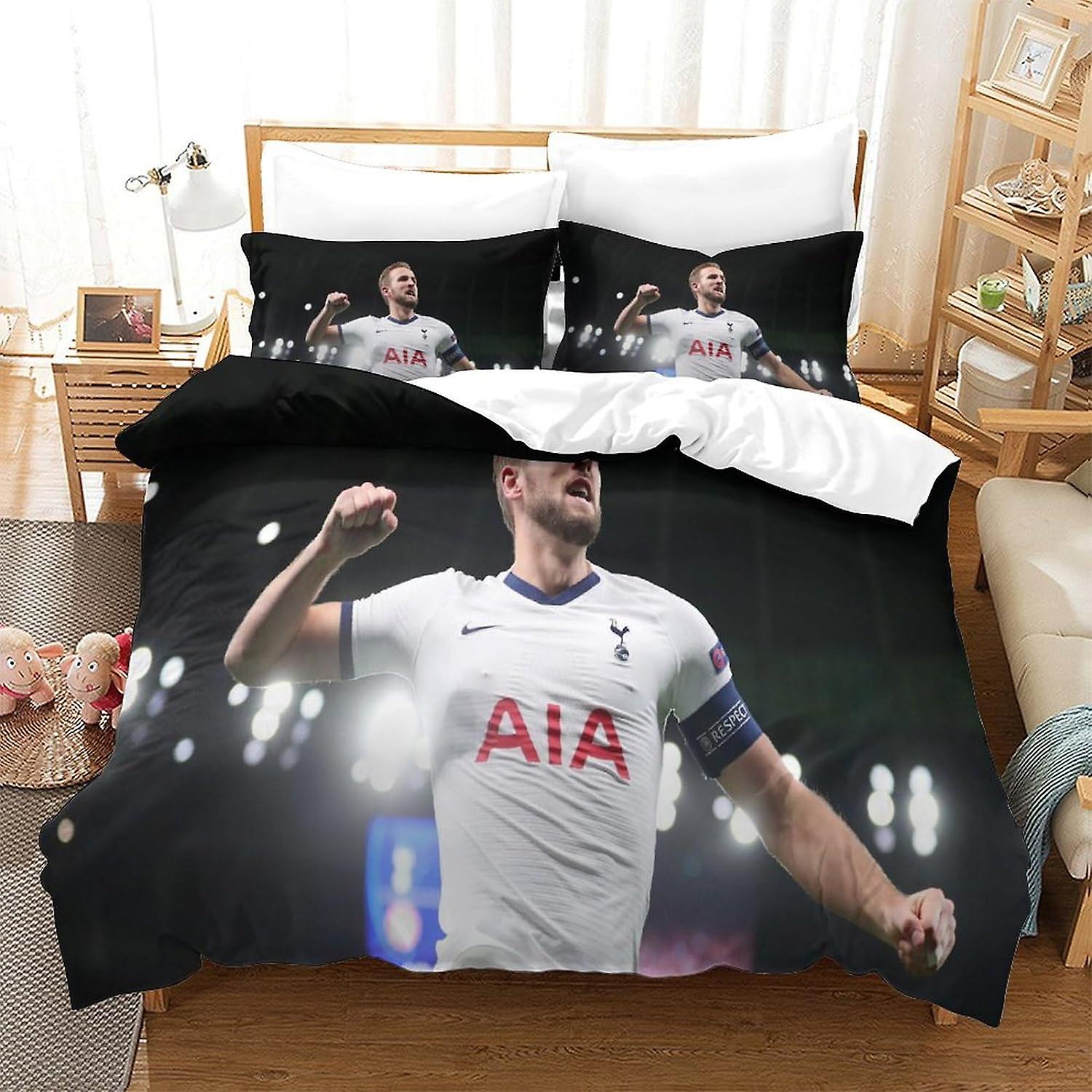 هاري كين مجموعة فراش لحاف 3 قطع كرة القدم سوبر ستار مجموعة الفراش المطبوعة 3 قطع غطاء لحاف مع سحاب للمراهقين والكبار