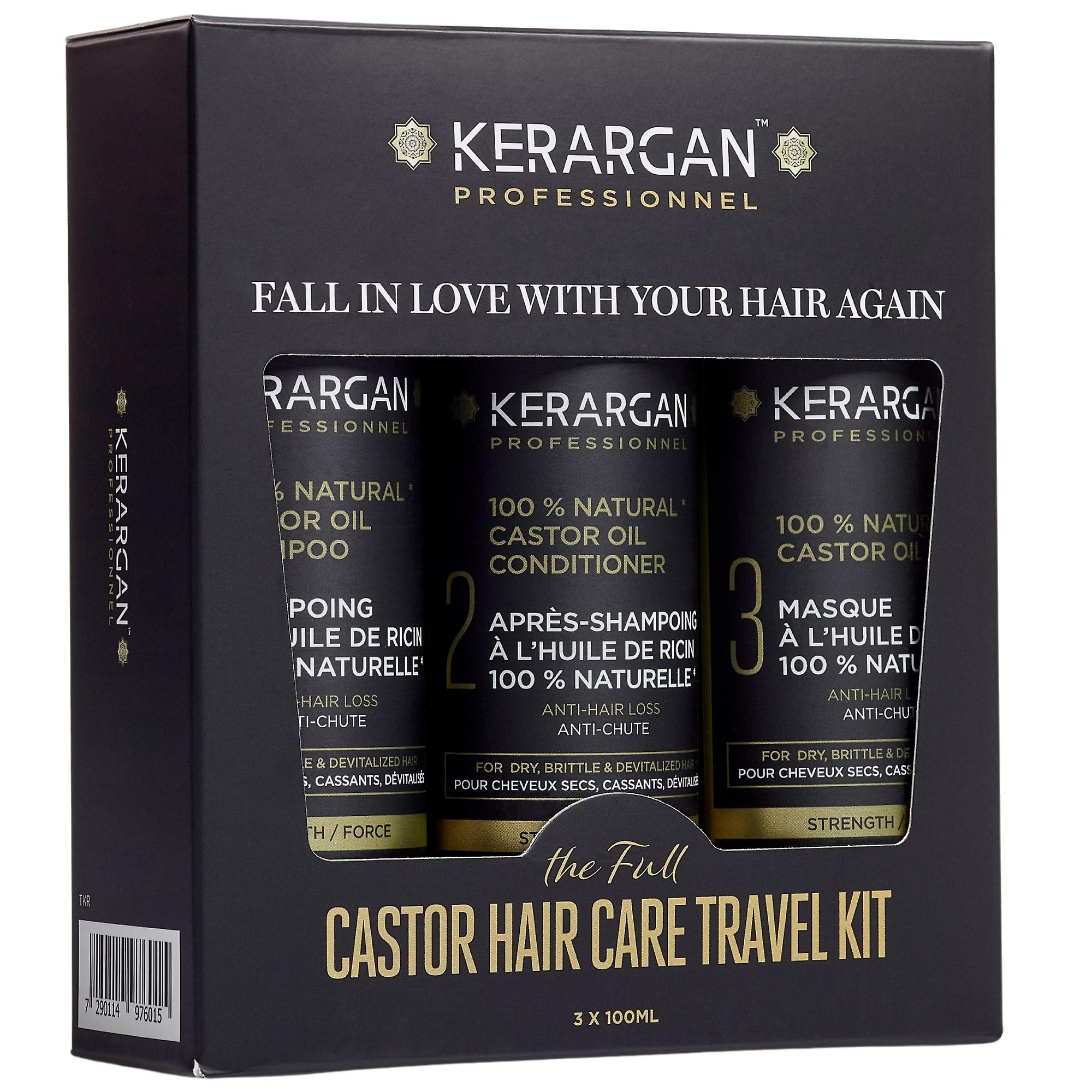 Kerargan - Kit de Voyage Anti-Chute à Huile de Ricin - 3x100ml