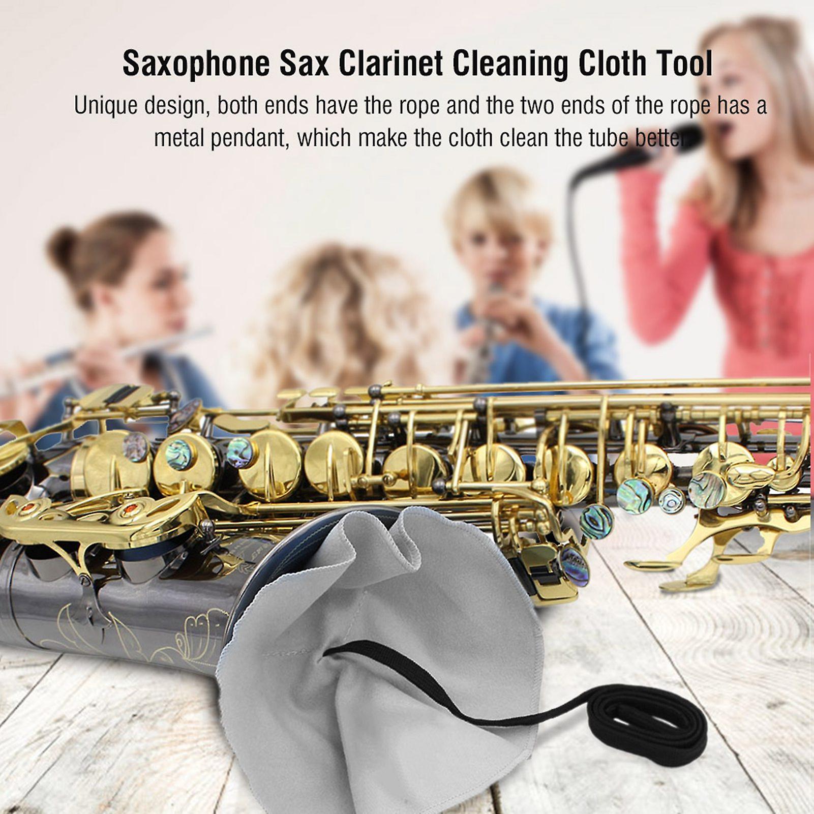 LADE Durable Saxophone Sax Clarinet Cleaning Cloth Tool for Tube Inside Clean(Gray)