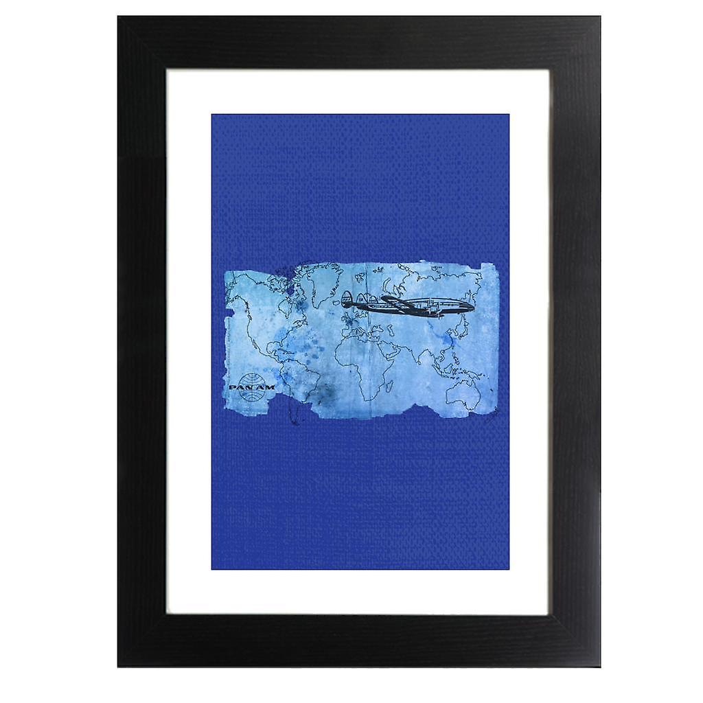 Pan Am World Map Framed Print
