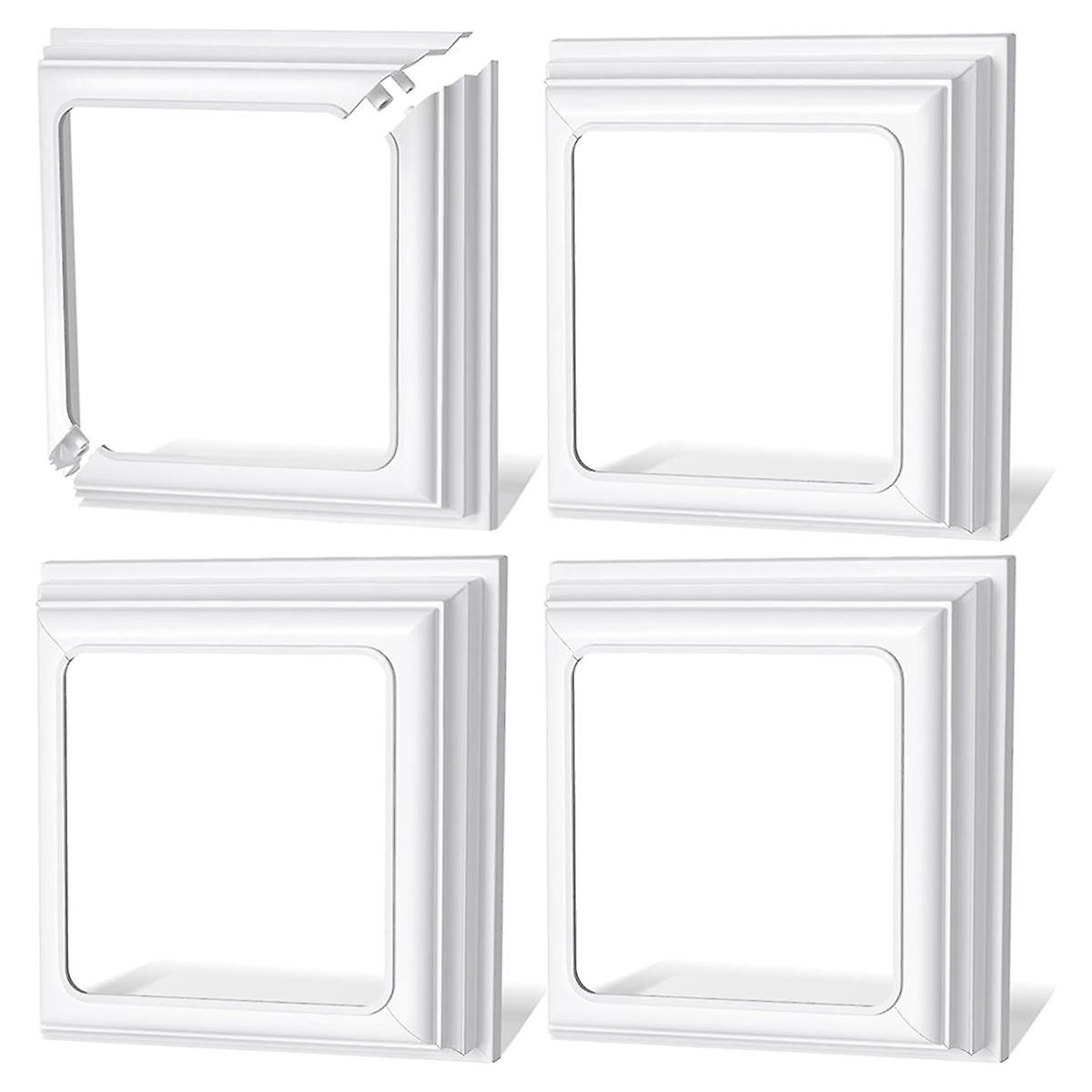 Jupe de poteau en vinyle 4x4 pouces-Garniture de couverture de base de poteau blanc pour poteaux en bois et en vinyle, colonne de terrasse et de porche, rampes d’escalier-ensemble de 4