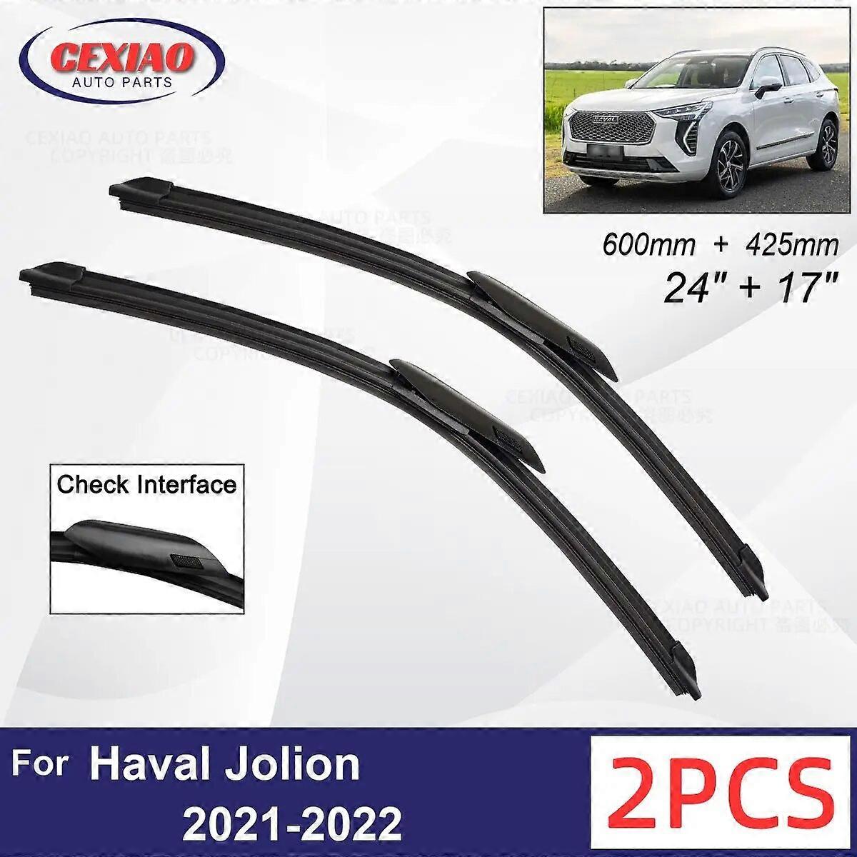 Car Wiper For Haval Jolion 2021~Front Wiper Blades Soft Rubber Windscreen Wipers Auto Windshield 24" 17" 600mm 425mm FN9U4597