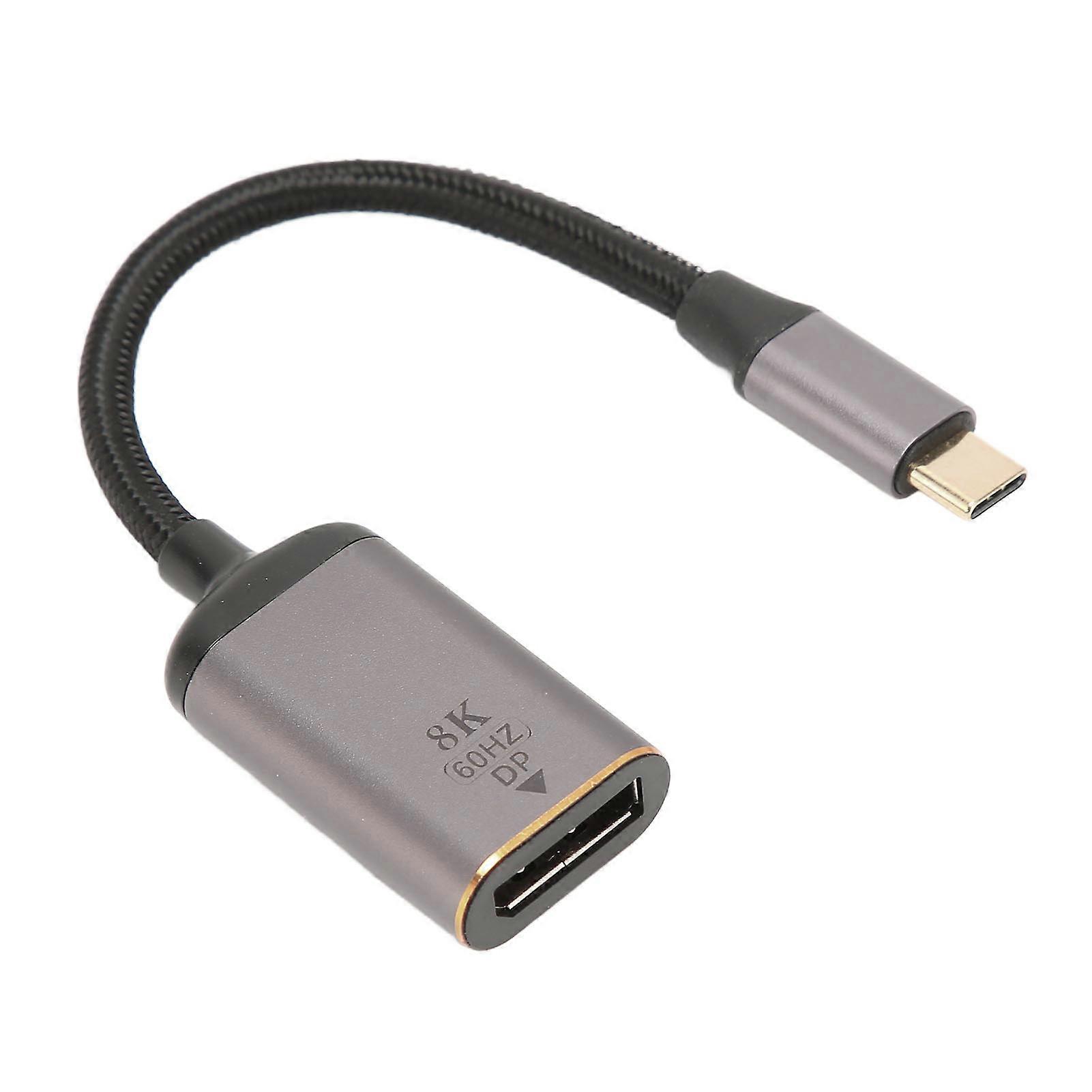 Adattatore da USB-C a DisplayPort in lega di alluminio, USB-C maschio a DP femmina, 8K 30Hz 4K 144Hz HDR, convertitore da USB-C a DP.