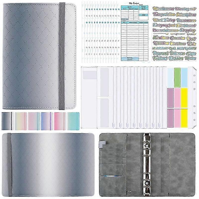 A6 Gradient Macaron Binder Hand Ledger Notebook Pu, Grey