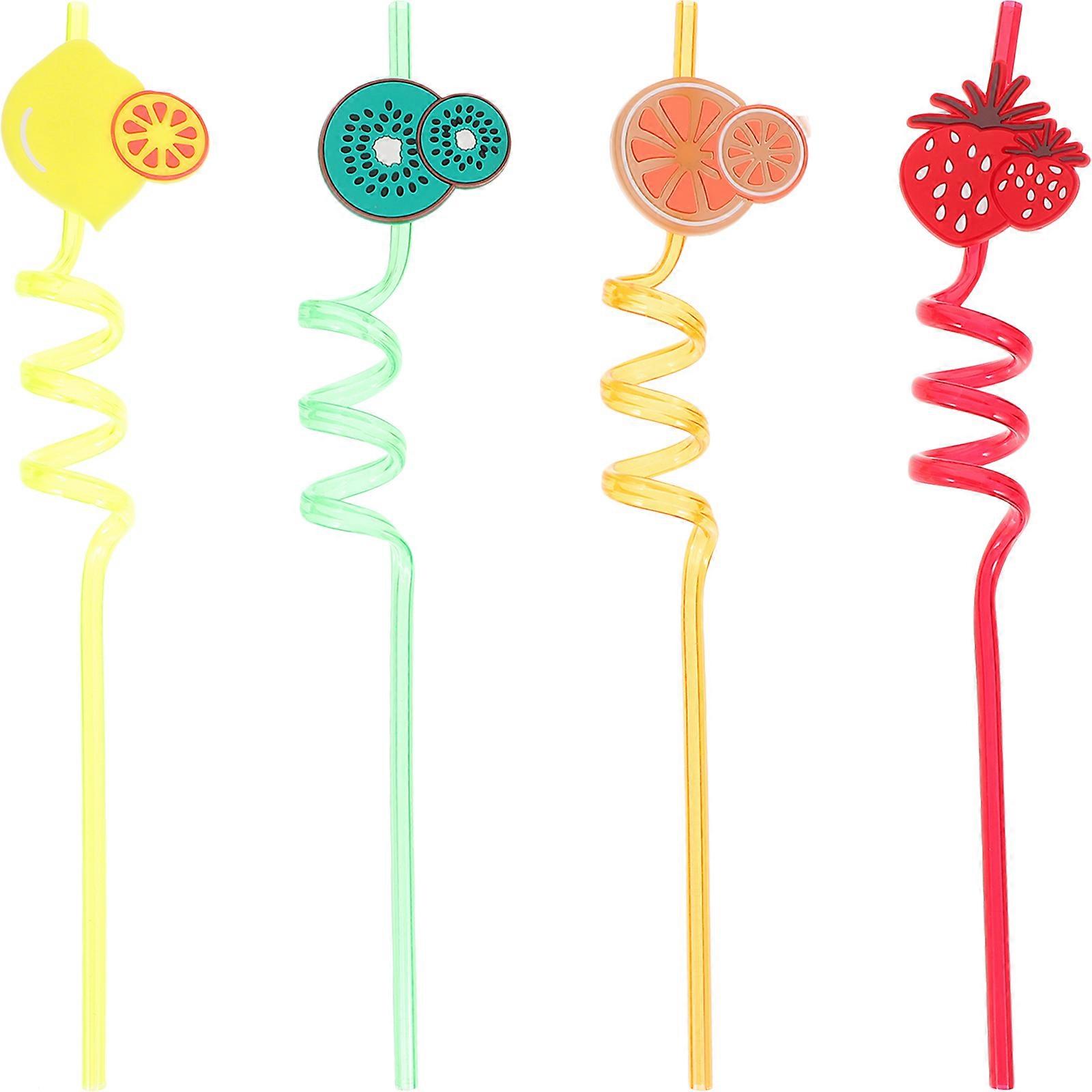 4pcs Reusable Drinking Straws Party Spiral Straws Drinking Straws Festival Supplies