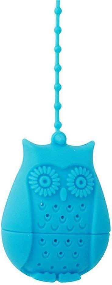 1 pcs Cute Owl Tea Strainer Silicone Loose Tea Strainer Herbal Filter Diffuser(Blue)