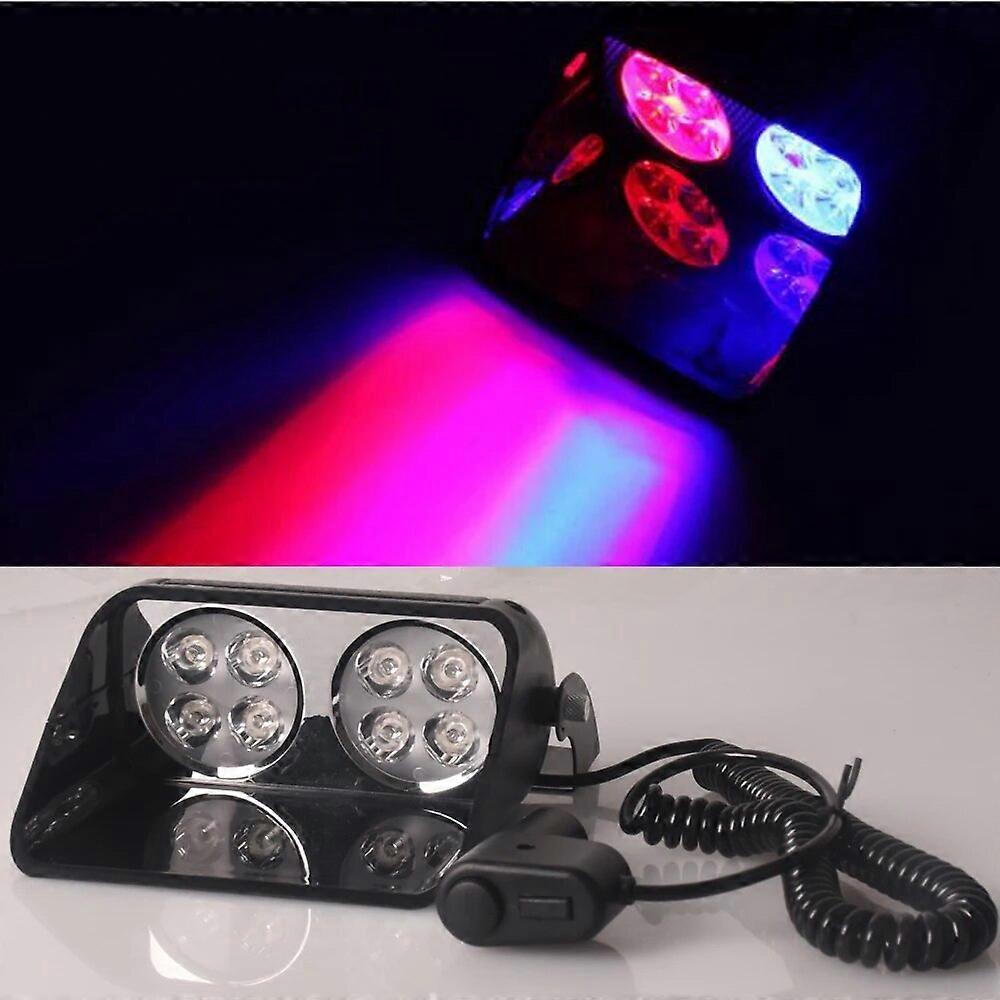 8 LED Car Strobe Light Ssucker Highlight Scoop Police Lights Warning Lights Fog Lamp Front Glass Flashing Lights Red And Blue