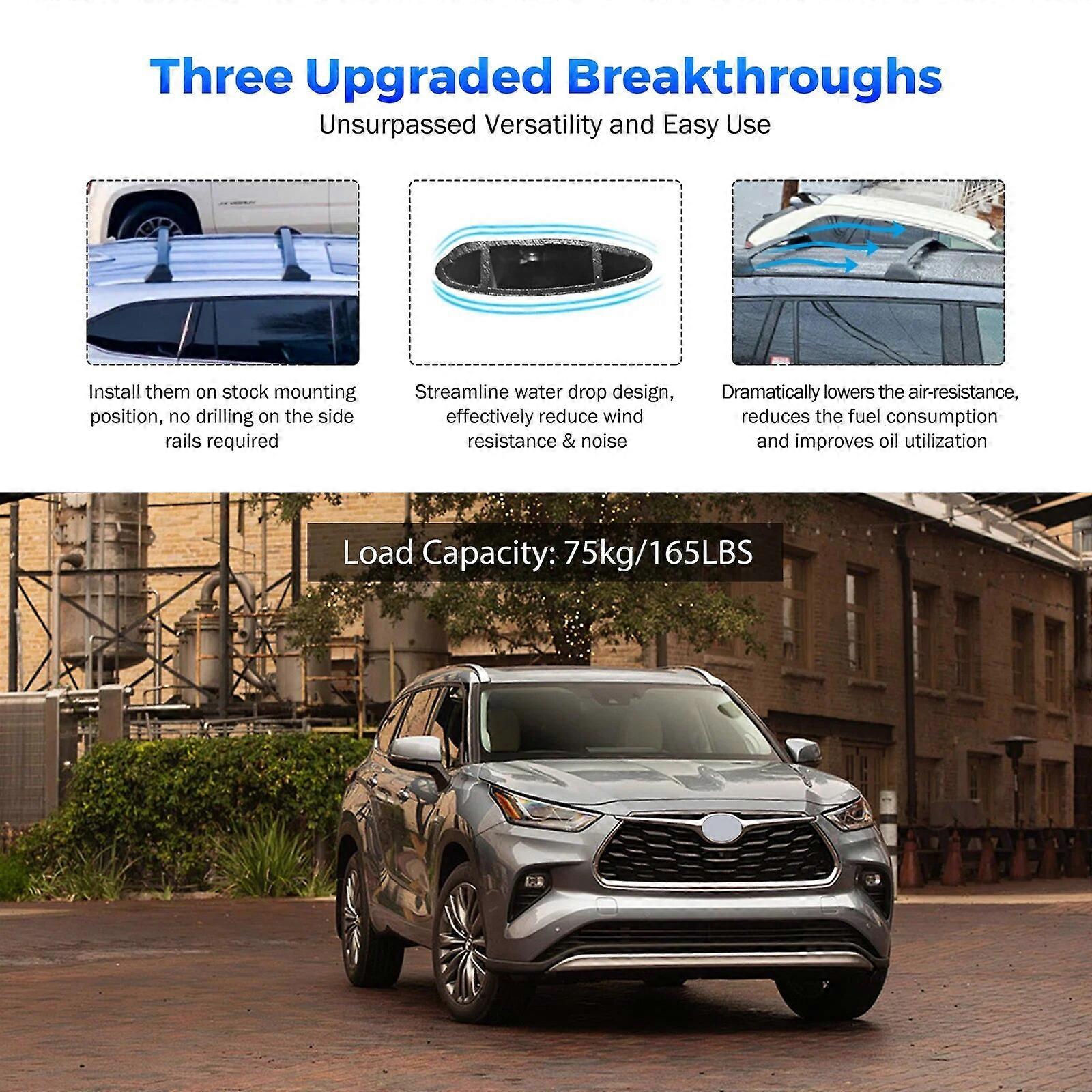 Aluminum Roof Rack Cross Bars For 2014-2018 Highlander Aluminum Roof Rack Cross Bars For 2014-2018 Toyota Highlander SE, XLE, Limited DNA MOTORING Roof Rails