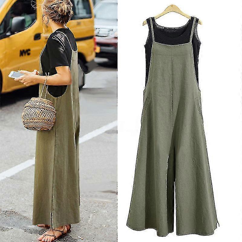 Women Summer Overalls Loose Oversized Dungarees Strappy Romper Trousers Wide Leg Jumpsuit Playsuit