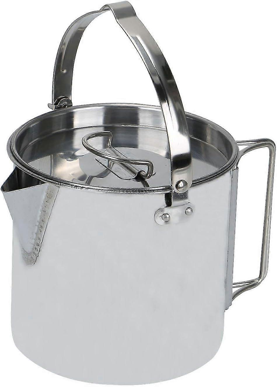 1.2 لتر وعاء التخييم الفولاذ المقاوم للصدأ كوب ماء محمول مع مقابض قابلة للطي وغطاء غلاية طبخ التخييم