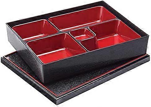 Japanese 5 Compartment Bento Box 27 x 21cm, Portable food container for School, Office and Picnic