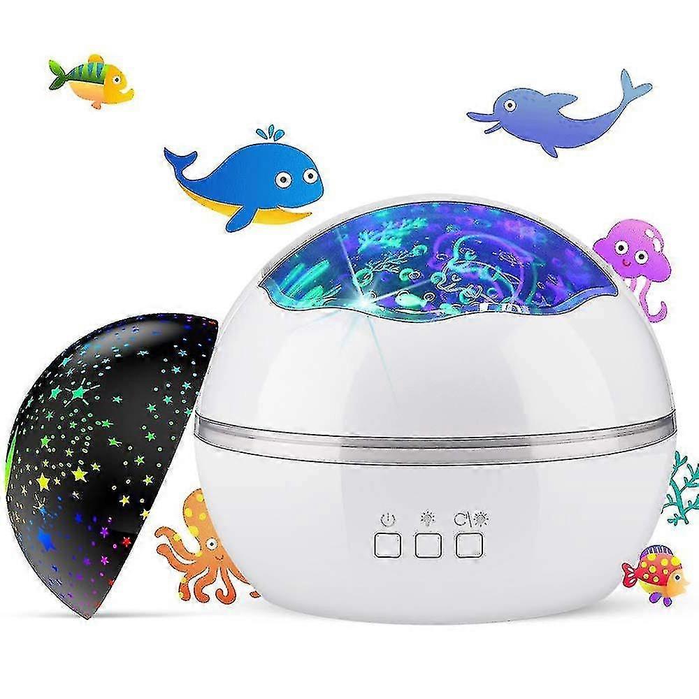 Star Projector Night Lights,moon Star/sea Animal 2-in-1 Night Lamp