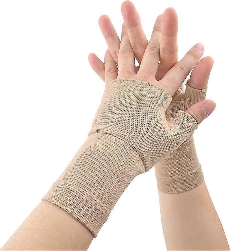 1pair Compression Arthritis Gloves Thumb & Wrist Brace Support(beige. S)