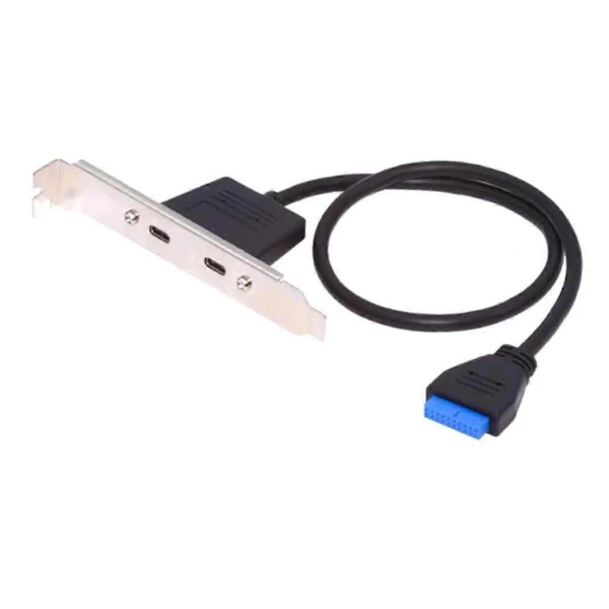 Emplacement pour carte PCI avant Extension de port USB 3.1 20 broches femelle vers double câble de données femelle TYPE-C avec cadre