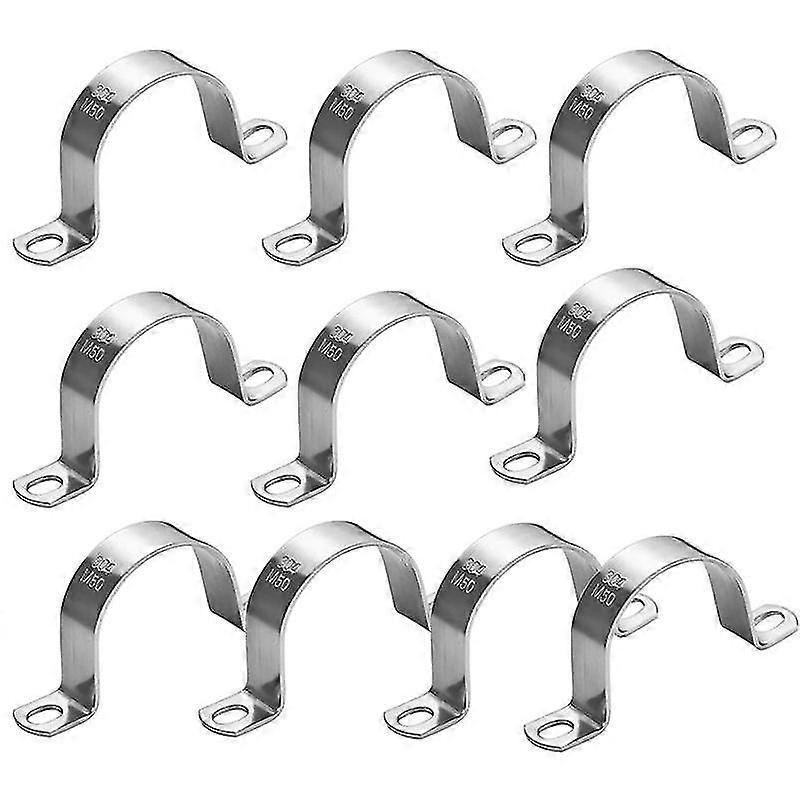 10 PCS 2 Inch 50mm Heavy Duty U-Tube Strap Clamp-2 Hole,U-Bracket Pipe Strap Clamp Hanger Fastener T