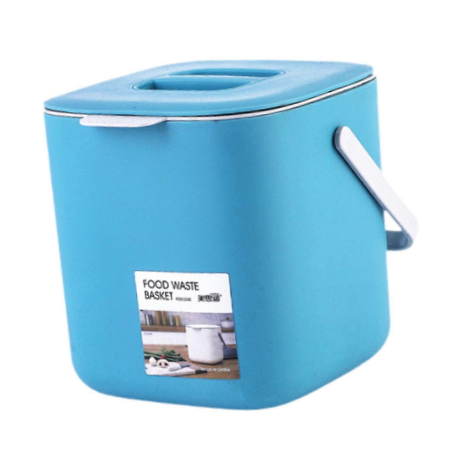 Kitchen Trash Can Storage Box Double Layer Trash Can for Pantry Counter Home Blue