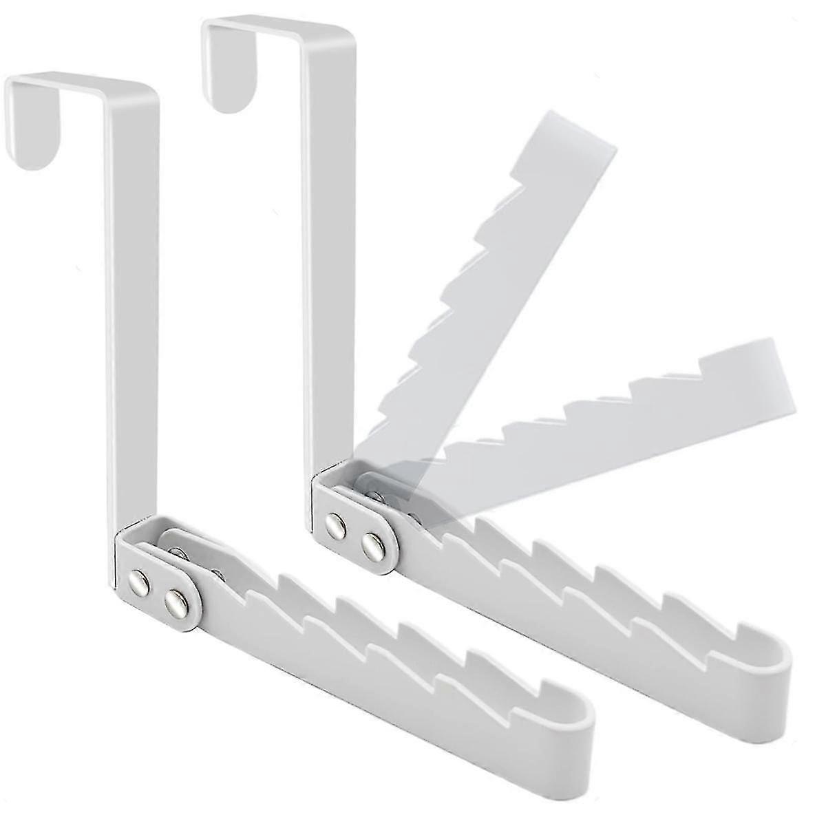 2 Pack over the Door Hooks Hanger, Sturdy Foldable over Door Drying Rack for Clothes, Coats, and Towels, White