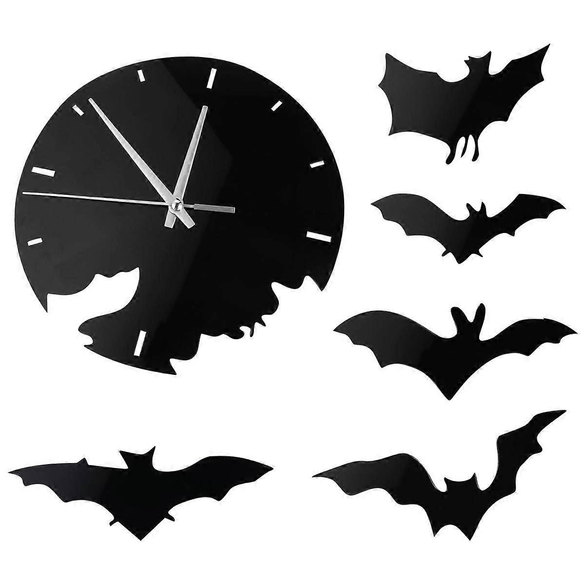 Home Decorations Contemporary Clock Bat Wall Clock Black Bat Wall Decor Silhouette Wall Clock