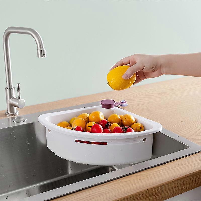 Kitchen Multifunctional Sink Drain Basket Rotating Folding Telescopic Storage Racks Organizer