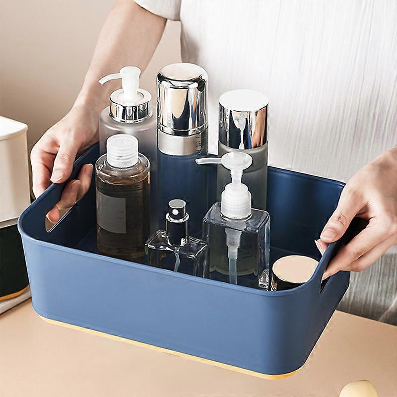 Desktop Storage Baskets for Makeup Portable Square Organizer with Handle for Kids Room