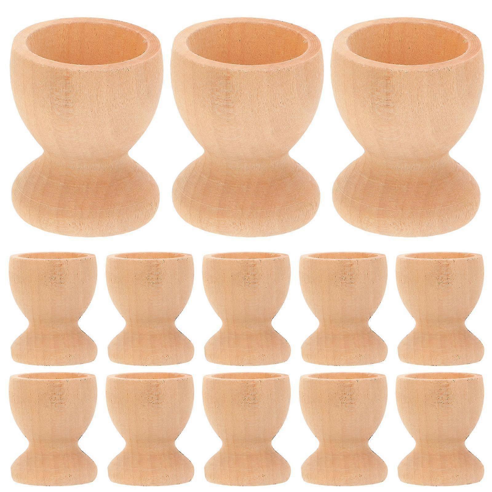 24Pcs Wooden Easter Egg Holders DIY Eggs Trays Cup Shaped Eggs Holding Cups