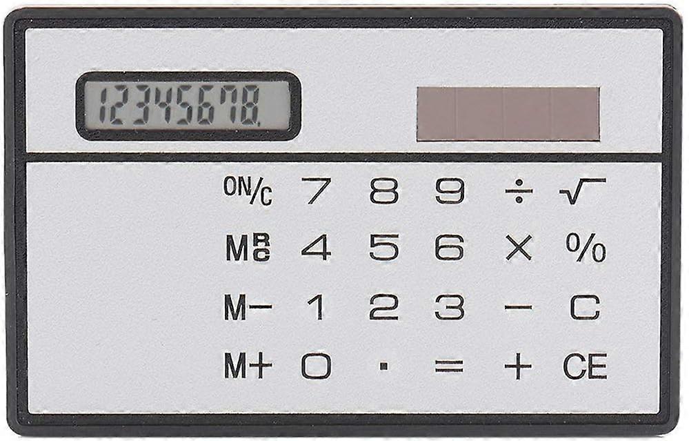 Ultra-Thin 8-Digit Solar Power Calculator with Touch Screen Credit Card Calculator Portable Mini Calculator for Business School, Silver,2024 Ping
