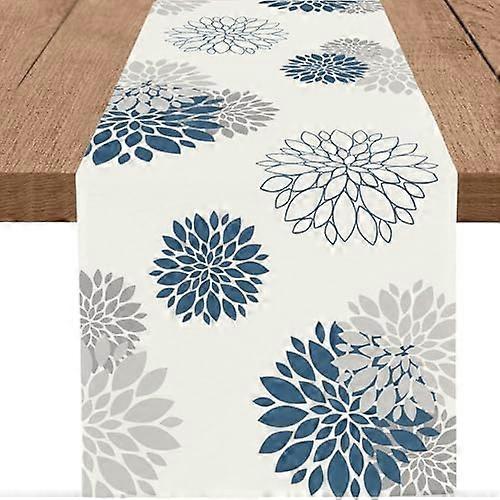 Table Runner Dahlia Pinnata Flower Beige Table Runners Modern Elegant Pompon Farmhouse Geometric Table Center Decor for Home Dining Party Entrance
