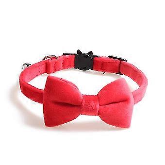Yaju Velvet Cat Collar Solid Color Bow Necklace With Bell Adjustable Safety Buckle Cat Bow Tie Pet Accessories1pcsred