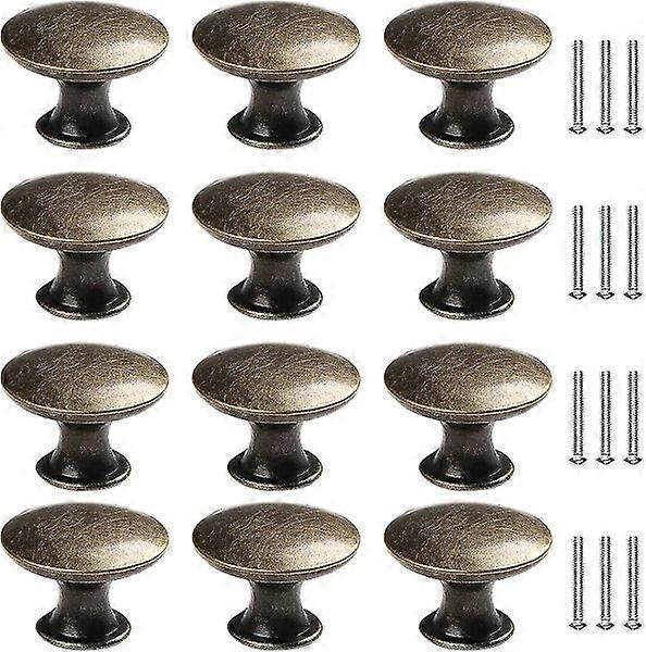 12 Pcs Round Cabinet Knobs Vintage Drawer Knobs Brass Cabinet Pulls Door Knobs F