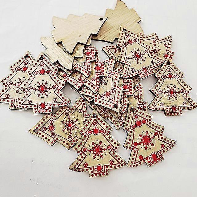 10ピース/ロットDIYクリスマスツリーハンギングペンダントクリスマス木製オーナメント手工芸品ホーム2024年新年会装飾用品