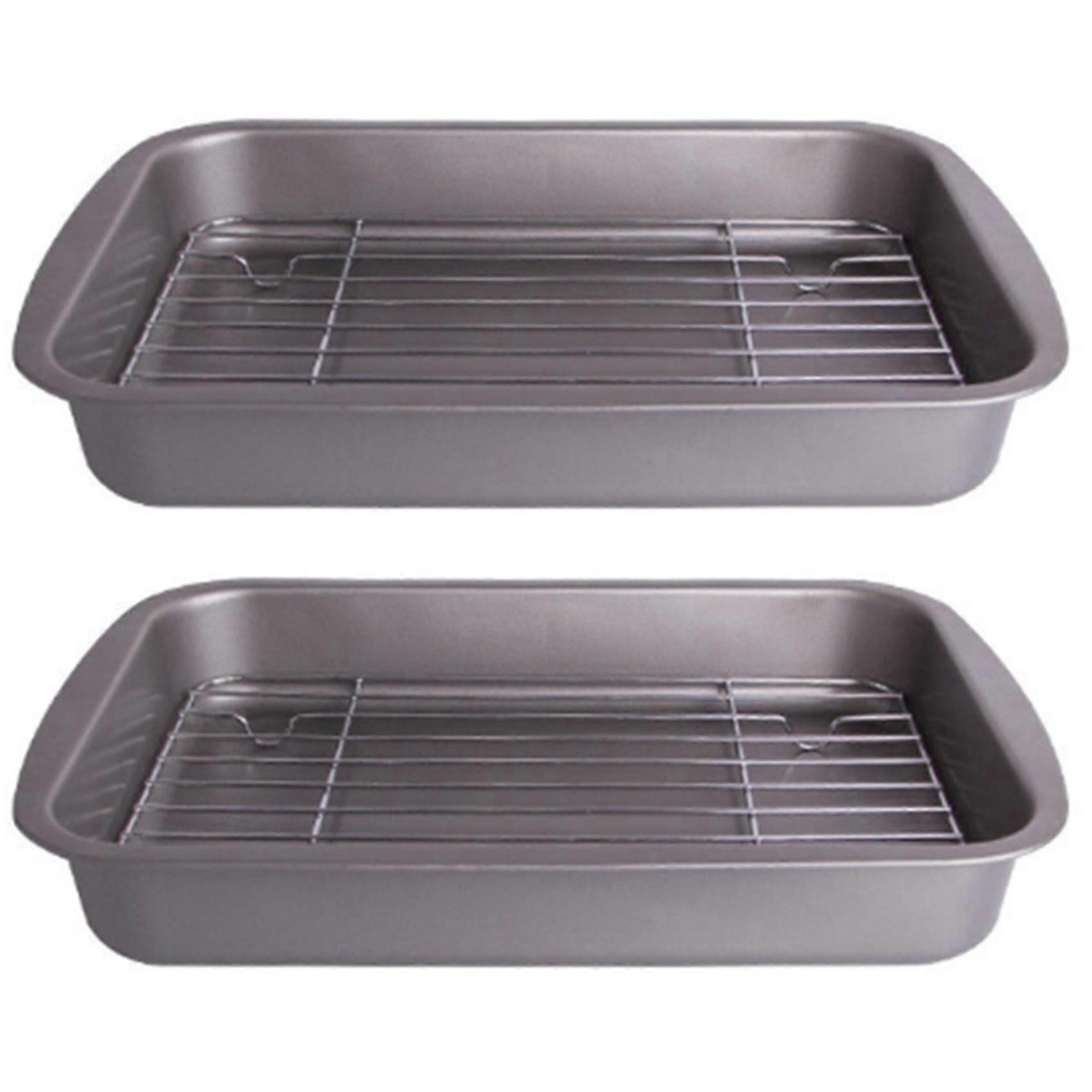 2x Baking Tray With Removable Cooling Rack Set Baking Pan Sheet Used For Oven Non Sticky Baking Tra