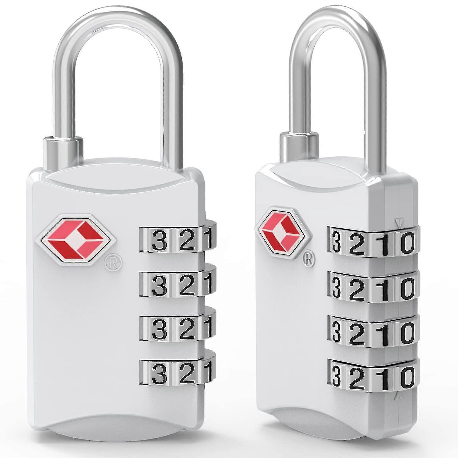 Luggage Locks 2 Pieces 4-digit Combination Locks Code Lock High-strength Zinc Alloy Security Lock-sliver