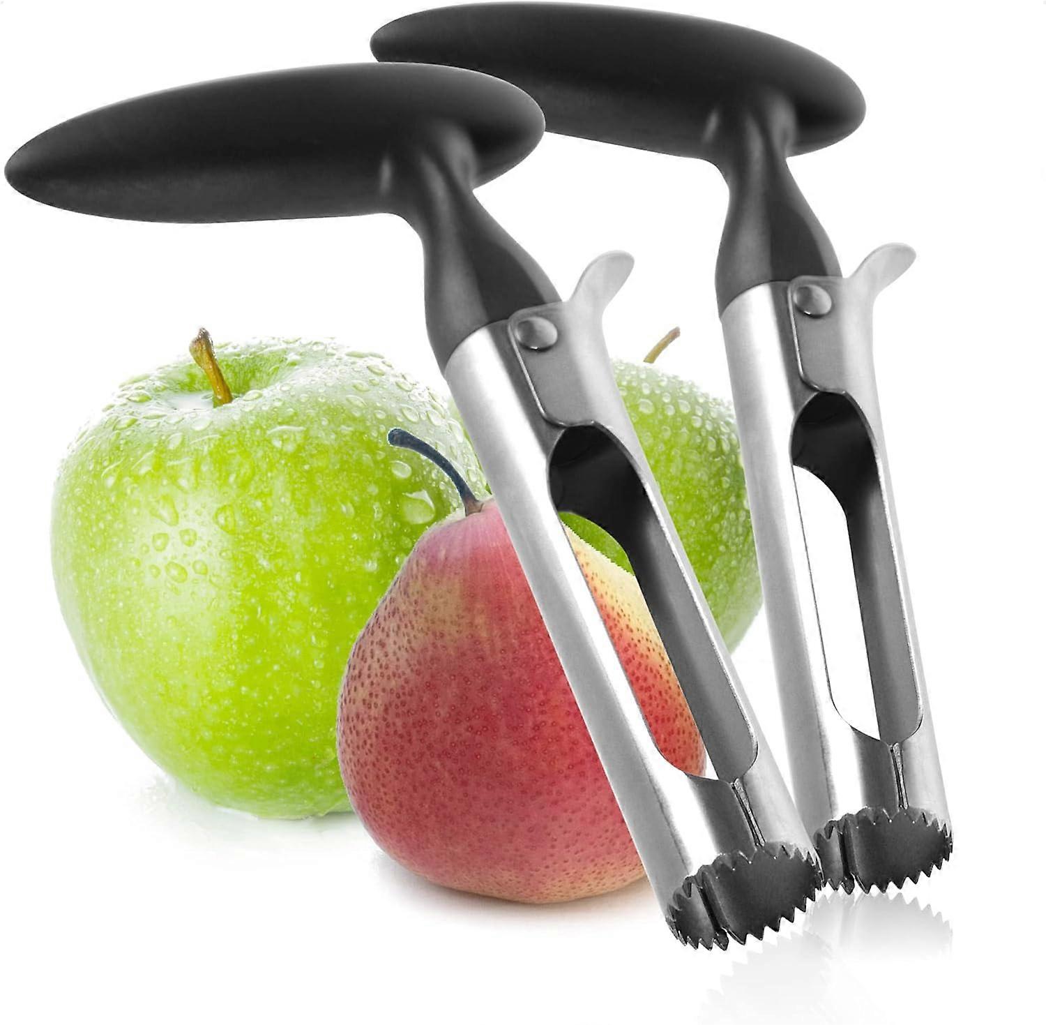MUJIXI 2x 430 stainless steel apple corer with plastic handle - practical apple corer - apple coring (02 pieces - apple corer - black)