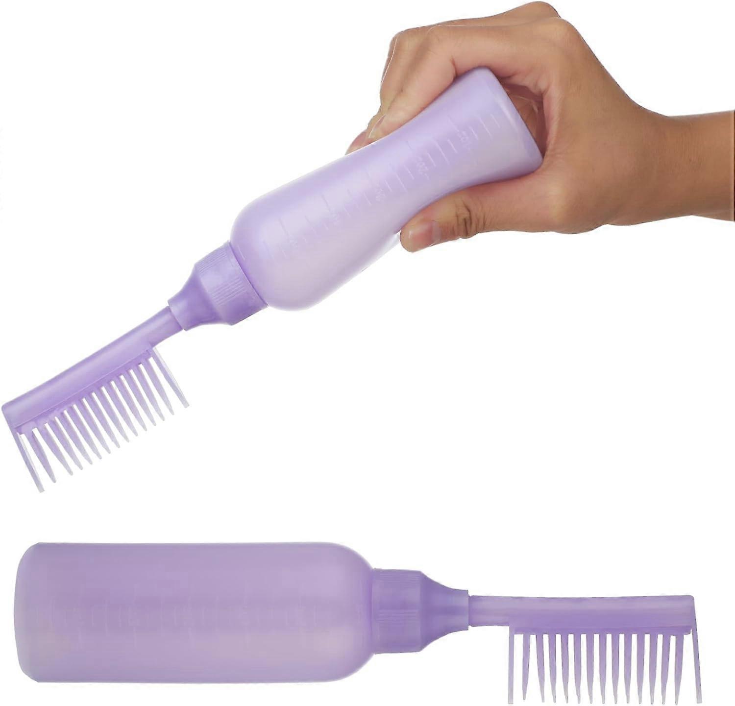 2 Pack Root Comb Applicator Bottles With Scale For Home Salon (purple)
