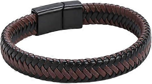 Mens Leather Bracelet with Clasp Cowhide Multi-Layer Braided Leat