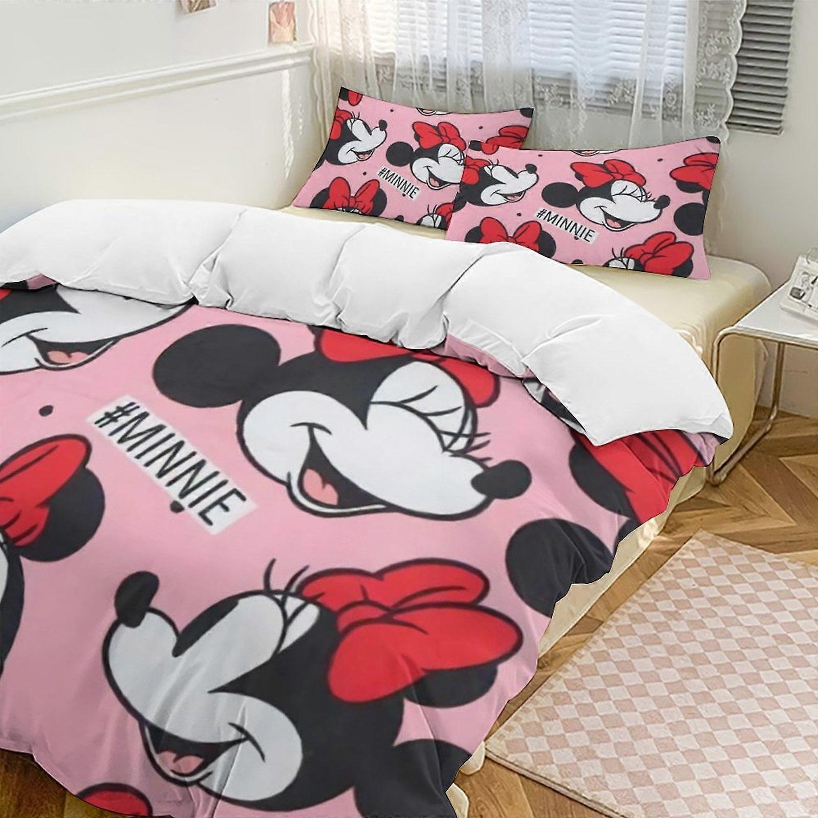 v4156  Bed Sheets Bedding Minnie MouseCartoon Collection 3-Piece Comforter Set, Personalized Bedding Decor for Kids And Teens  Bed Sheets  yuq4156