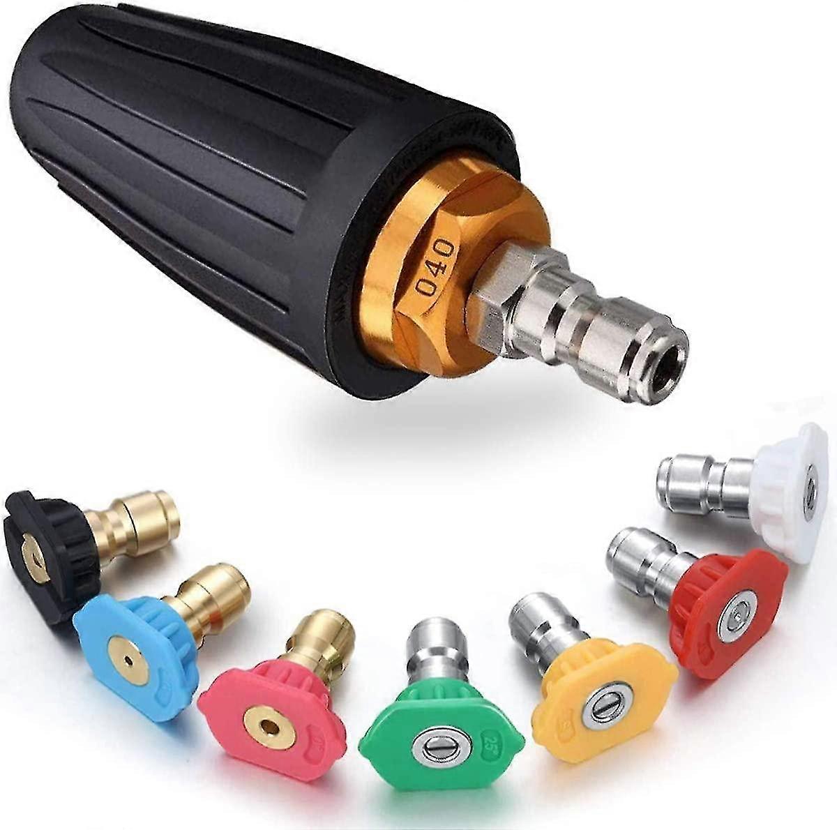 Pressure Washer Rotating Turbo Nozzle With 1/4" Quick Connect 4000Psi Pressure Washer Nozzle For Cle