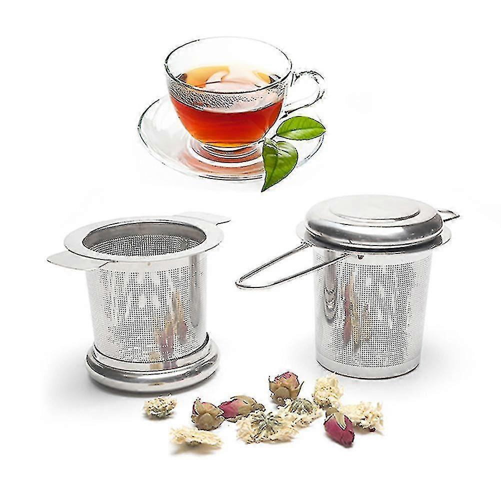 Stainless Steel Tea Strainer Two Handle Tea Infuser Foldable Tea Filter With Lid