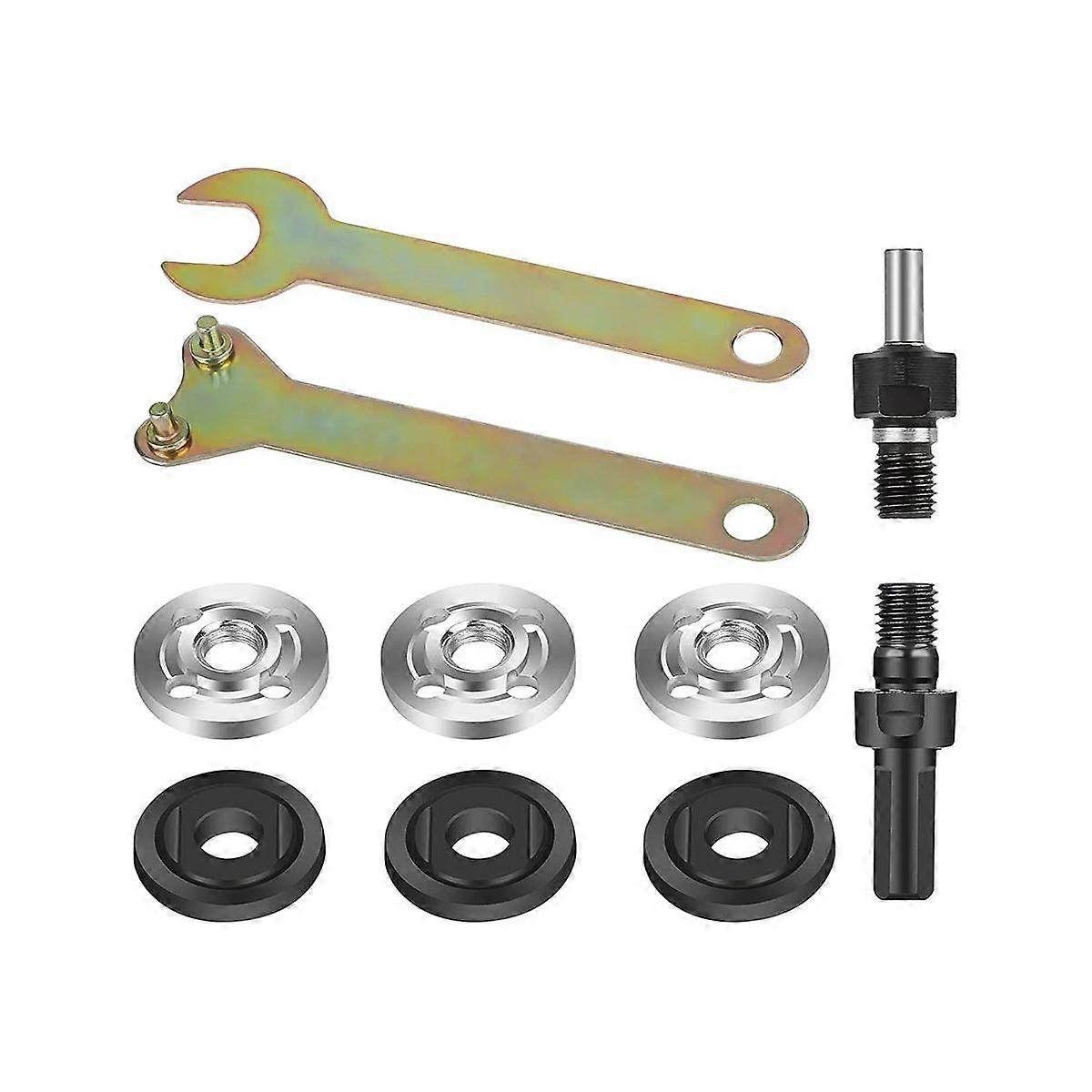 Drill Grinder Adapter, 6Mm/10Mm Arbor Mandrel Adaptor with Flange Nut Parts Set and 2 Spanner Wrenc