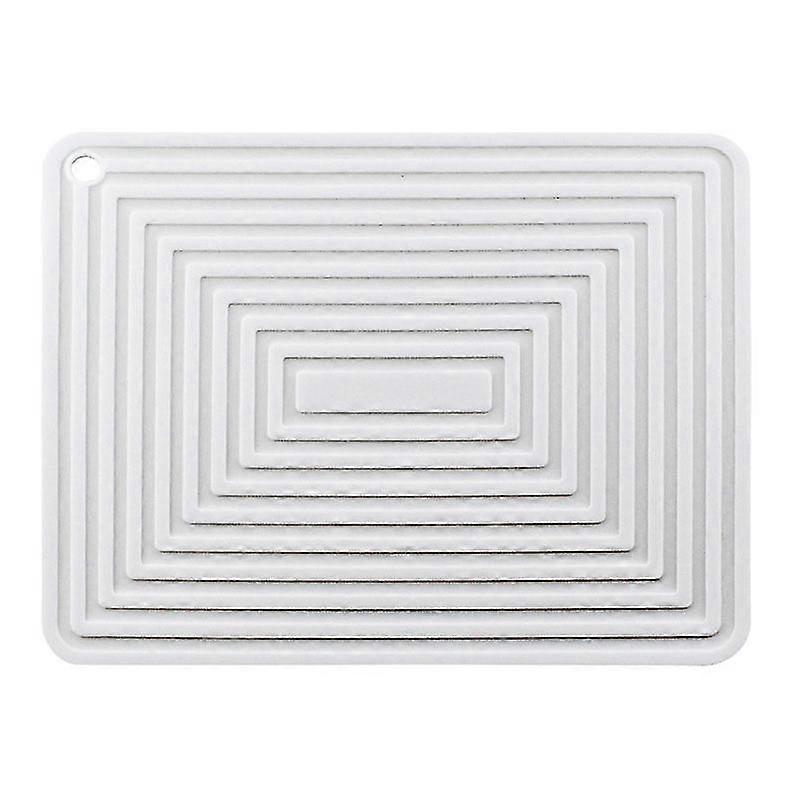 Silicone Pot Holder Square Thick Heat Insulation Pad Non- Kitchen Table Mat(White)