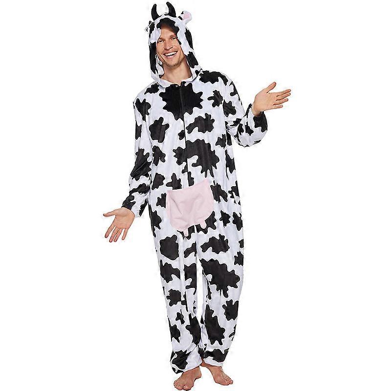 Unisex Adult Cow Onesie Pajamas, Halloween Womens Cosplay Animal