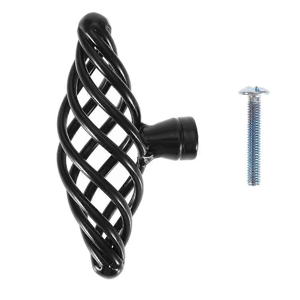 Iron Matt Black Birdcage Solid Cabinet Handle Simple Style Furniture Door Accessory(#3-0)