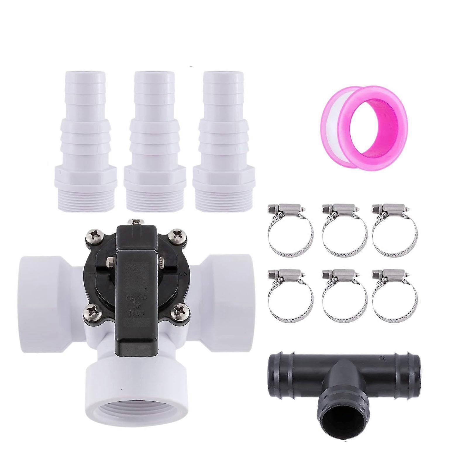 Pool 3 Ways Diverter Valve Set 1.5" Easy Installation Universal Hose Adapter