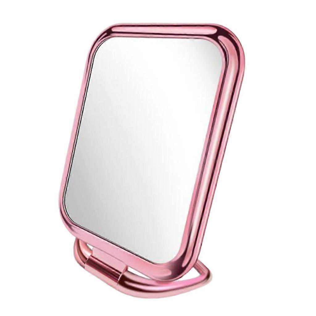 4x Double Sided Folding Stand Makeup Mirror Bathroom Shaving Vanity Mirror - As Described, Pink Square