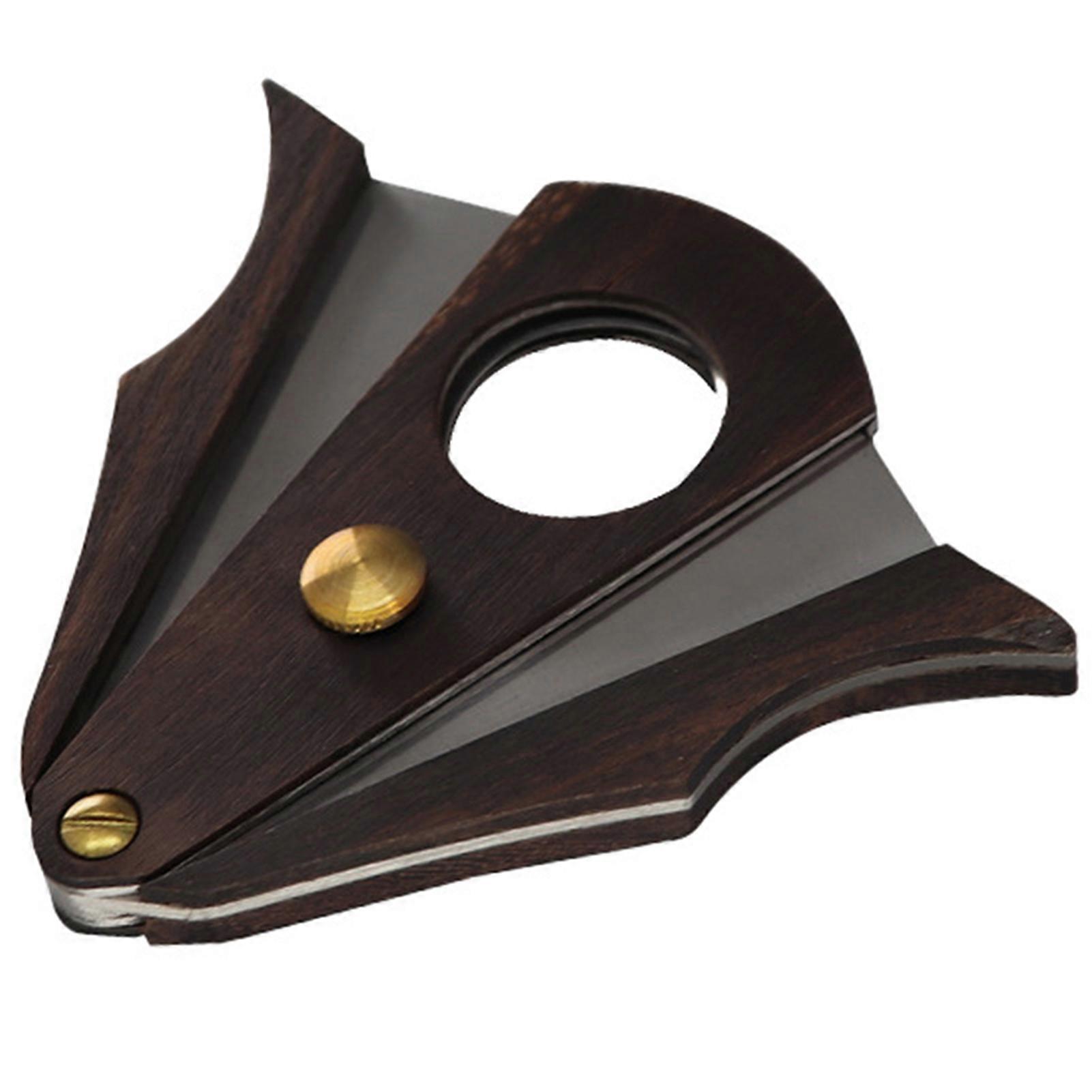 Double-Blade Guillotine Cigars Cutter with Wooden Handle Sharpen Cigars Cutting Tool Present for Father